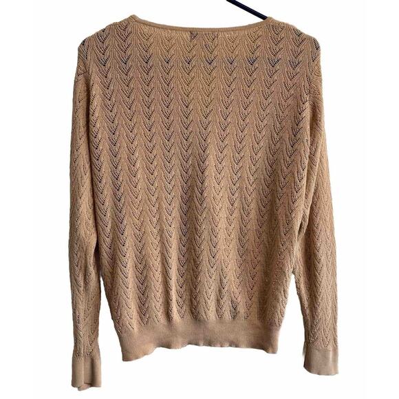 Long Sleeve Button Up Cardigan Granola Girl Y2K Eddie Bauer womens Size M Tan - Picture 2 of 8